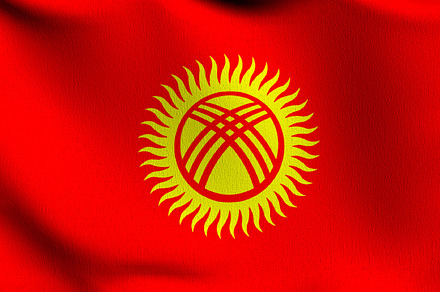 Kyrgyzstan national flag blowing in the wind isolated. Official, a Background Photo by Tampatra