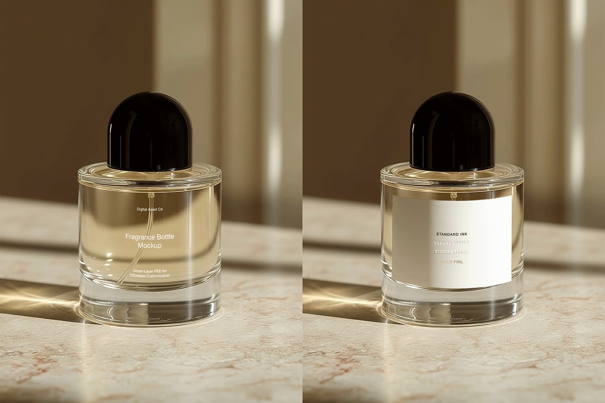 Luxury Fragrance Bottle Mockup, a Packaging Mockup by Digital Asset Co (Photo 2 of 4)