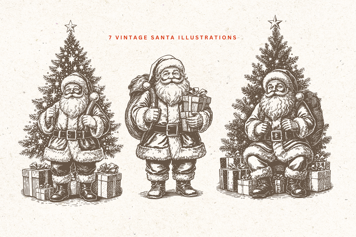 Vintage Christmas Clipart Bundle, a Decorative Illustration by ClipArtRoom (Photo 5 of 8)
