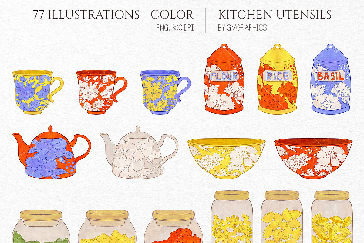 Kitchen Utensils Illustrations, an Object Illustration by GVGraphics (Photo 3 of 8)