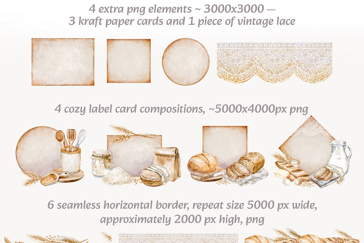 Rustic Bread Watercolor Collection, a Food Illustration by Shabbypie (Photo 3 of 4)