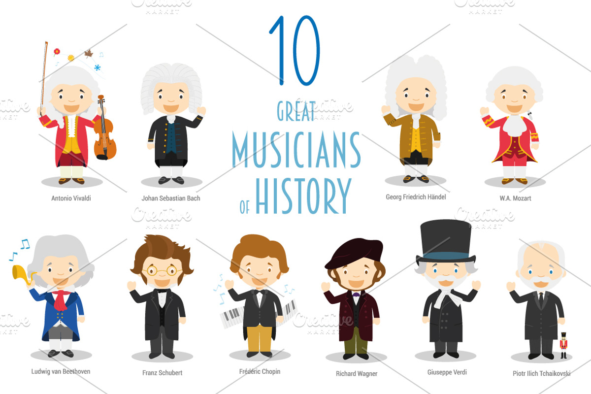 10 Great Musicians of History, an Illustration by asantosg