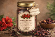 Vintage Hibiscus Tea Label, a Food Illustration by MkStudio (Thumbnail 1 of 3)