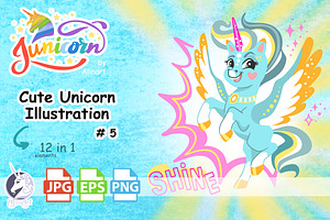 Cute Unicorn 5 Illustration 12 In 1