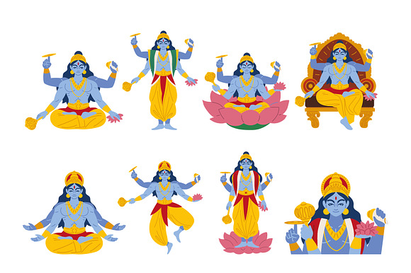 Vishnu Goddess Illustration Set preview 2