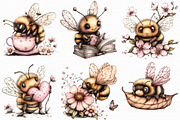 Whimsical Spring Bee Clipart PNG, an Illustration by Libby Wishes (Thumbnail 4 of 5)