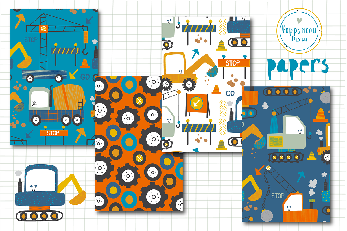 Diggers paper set, a Pattern Graphic by Poppymoondesign (Photo 2 of 3)