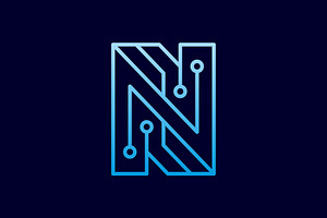 N Initial Letter Tech Dots Logo, a Branding & Logo Template by Buqancreative
