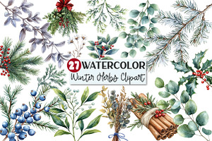 Winter Herbs Sublimation Clipart, an Illustration by Rose Art