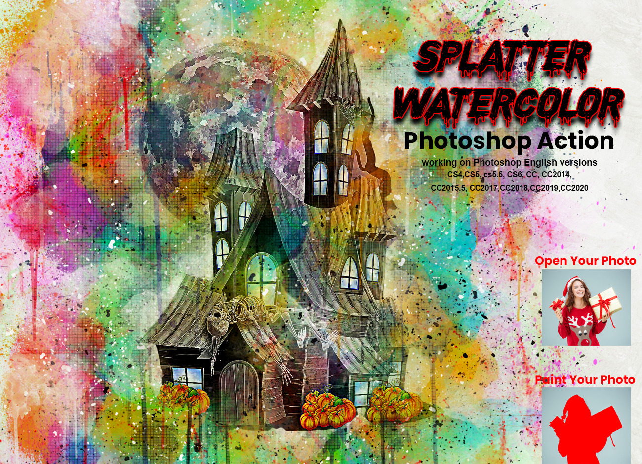 Splatter Watercolor Photoshop Action, an Action Add-On by Studio Retouch