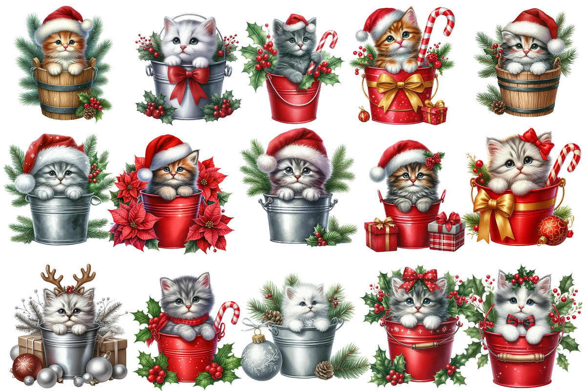 Meowy Christmas Clipart, an Illustration by Designworld (Photo 2 of 5)