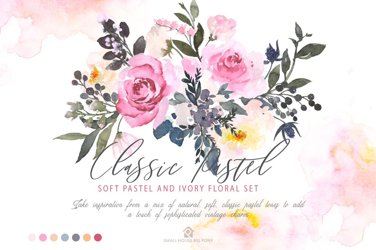Watercolor Flowers: CLASSIC PASTEL, a Graphic by SmallHouseBigPony (Photo 2 of 18)