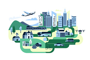City transport vector illustration, a Transportation Illustration by Zaie