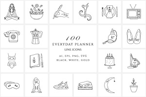 Everyday Planner Line Icon Set