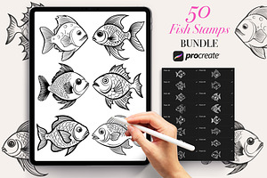 50 Fish Procreate Stamps Brushes