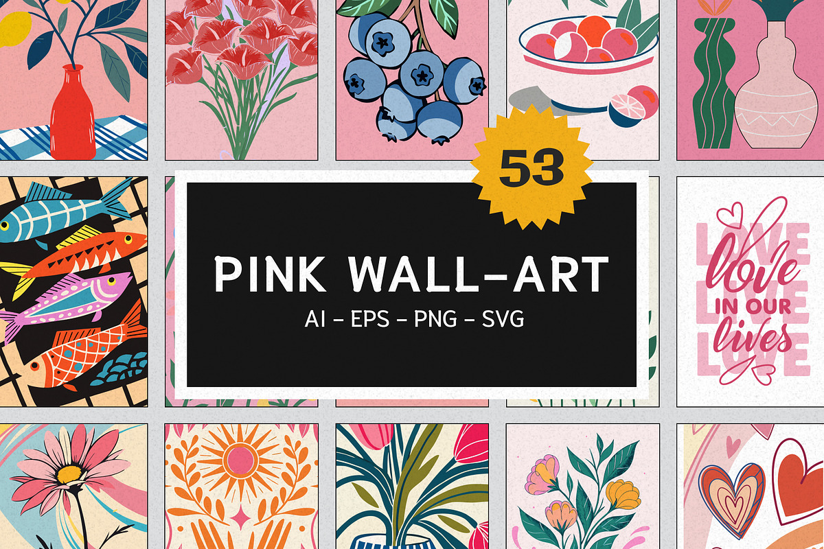 Blush Pink Wall Art Set, a Wallpaper Graphic by Helospace (Photo 1 of 10)
