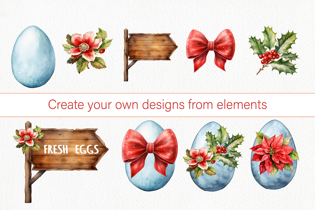 Christmas Chicken Watercolor Clipart, an Animal Illustration by ArtIrisArt (Photo 4 of 6)