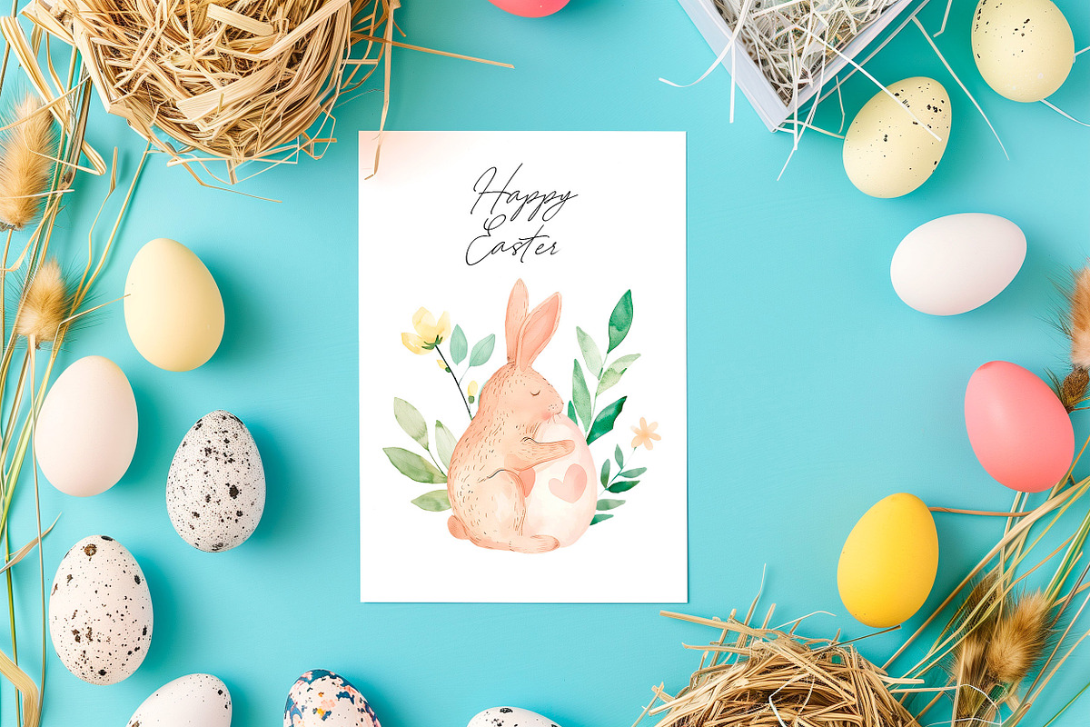 Happy Easter Watercolor Easter Bunny, an Animal Illustration by AlineArtStore (Photo 9 of 11)