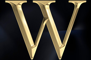 Gold Text Alphabet Letters