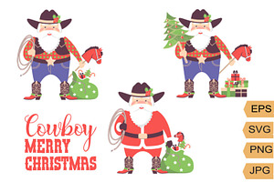 Cowboy Santa Sublimation PNG, JPG