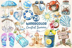 Coastal Summer Sublimation Clipart, an Illustration by Dream Creation