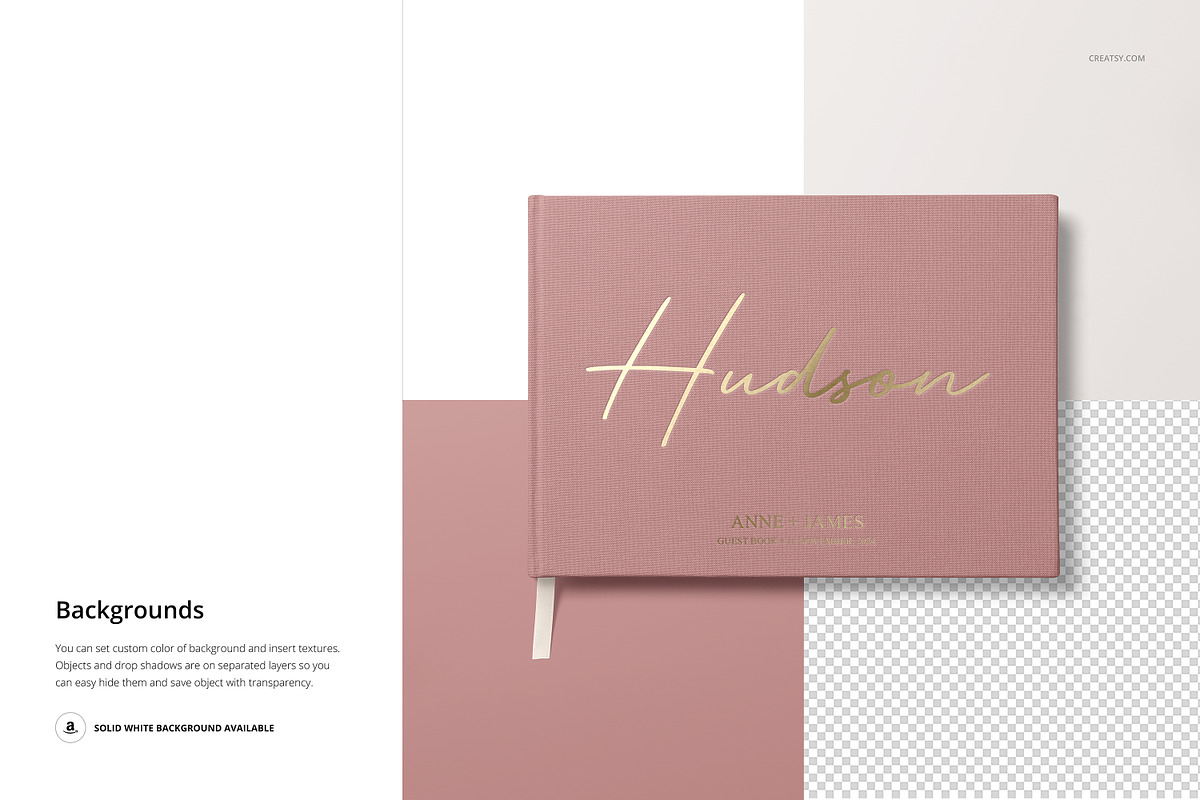 Landscape Wedding Guest Book Mockup, a Books & Magazine Mockup by creatsy5 (Photo 11 of 12)