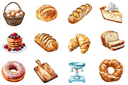 Cute Watercolor Baking Clipart, an Illustration by Designworld (Thumbnail 2 of 5)