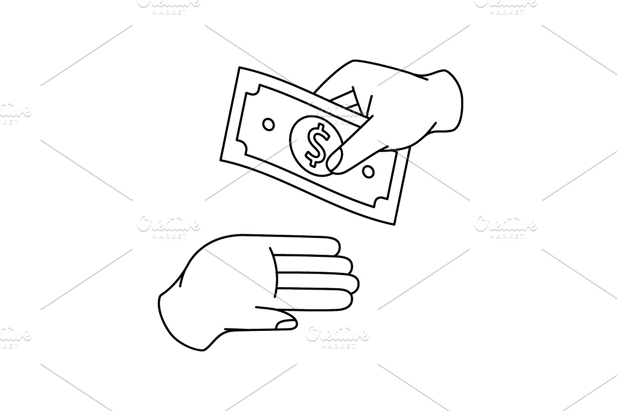A hand giving dollar banknote to, a Finance Illustration by GraphiShop
