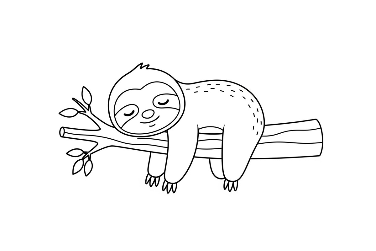 Cute Sloth Line Art Bundle, an Illustration by musafir_fashion (Photo 29 of 51)