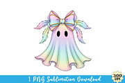 Iridescent Ghost Pumpkin PNG, an Illustration by Watercolor design (Thumbnail 1 of 3)