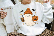 Cute Ghost Coffee Pumpkin Halloween, an Illustration by Sublimation Artist (Thumbnail 3 of 9)
