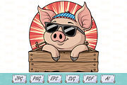 Patriotic Pig Vector Cartoon, an Animal Illustration by Ghagra (Thumbnail 1 of 3)