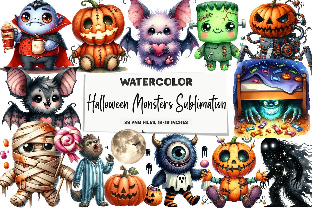 Halloween Monsters Sublimation, an Illustration by DreamArtGraphic (Photo 1 of 5)