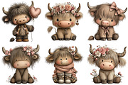 Quirky Valentine Highland Cow Clipar, an Illustration by Craft Nest (Thumbnail 6 of 10)