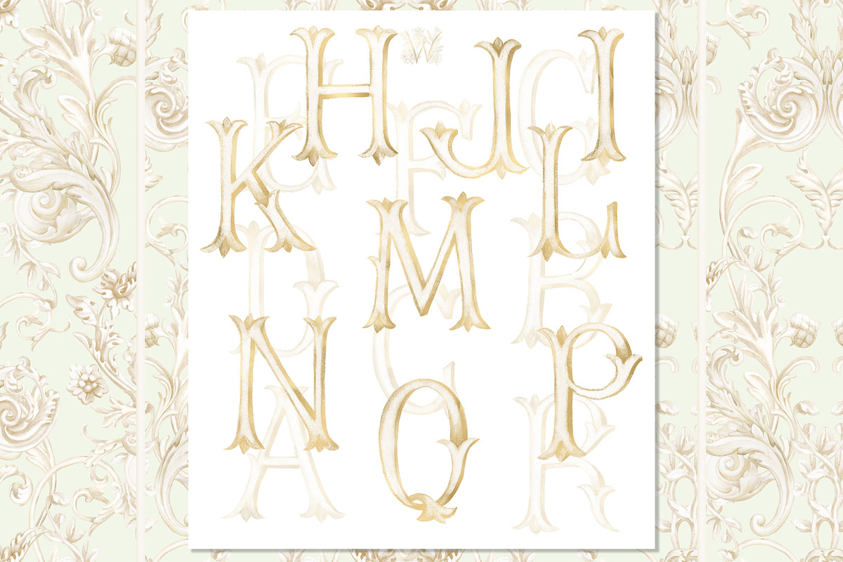 Floral crest hand drawn clipart, a Decorative Illustration by WonderWonder (Photo 5 of 6)