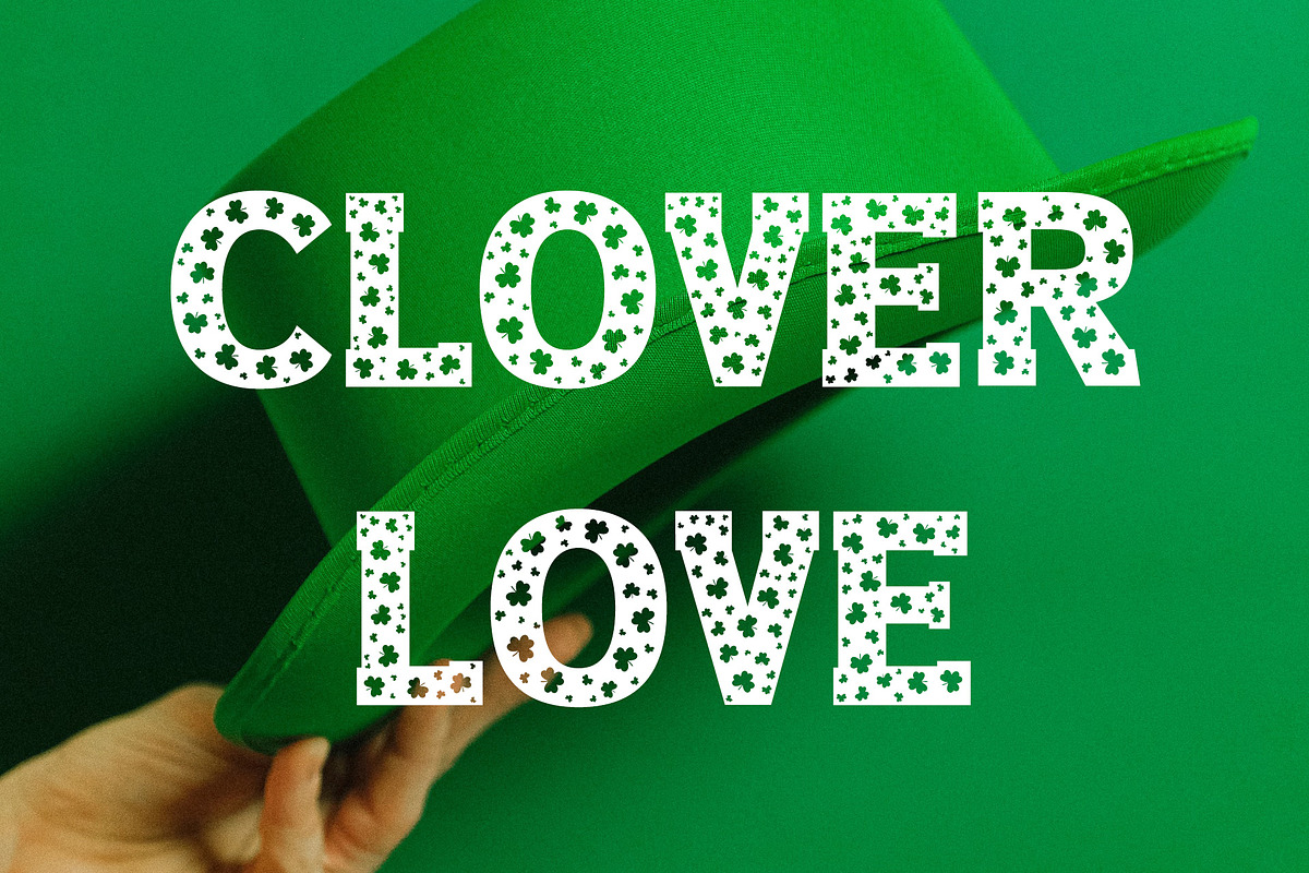 Clover Love St Patrick's Day Font, a Slab Serif Font by vladocar (Photo 1 of 8)