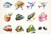 Watercolor Travel Clipart, an Illustration by DreamCafeArt (Thumbnail 5 of 5)