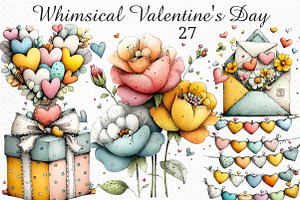 Whimsical Valentine's Day Clipart, an Illustration by Craft Nest