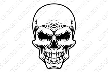 Skull Design Vintage Retro Woodcut