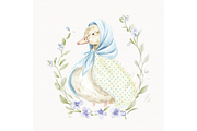 Prompt Pastel Goose Reading Clipart, a Decorative Illustration by Creative design (Thumbnail 3 of 7)