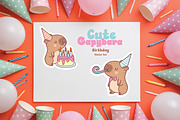 Capybara Party Sticker Set, Pattern, a Graphic by Dori Debreceni draws (Thumbnail 7 of 8)