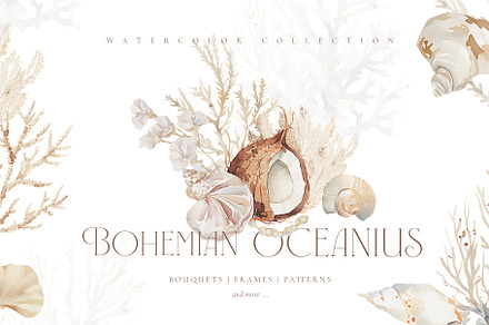 Watercolor bohemian underwater, a Seasonal Illustration by MariGraphic boutique