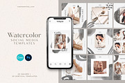 Watercolor Social Media Templates, a Social Media Template by AndrewPixel (Thumbnail 1 of 10)
