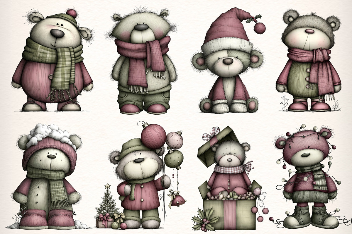 Whimsical Teddy Bear Clipart Bundle, an Illustration by Dream Creation (Photo 4 of 7)