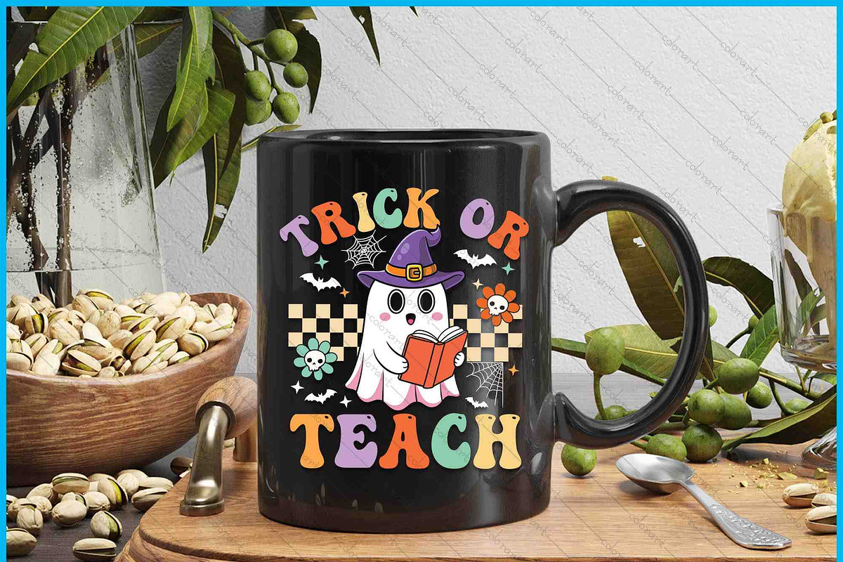 Trick Or Teach Groovy Teacher SVG, an Object Graphic by Creativeusart (Photo 3 of 4)