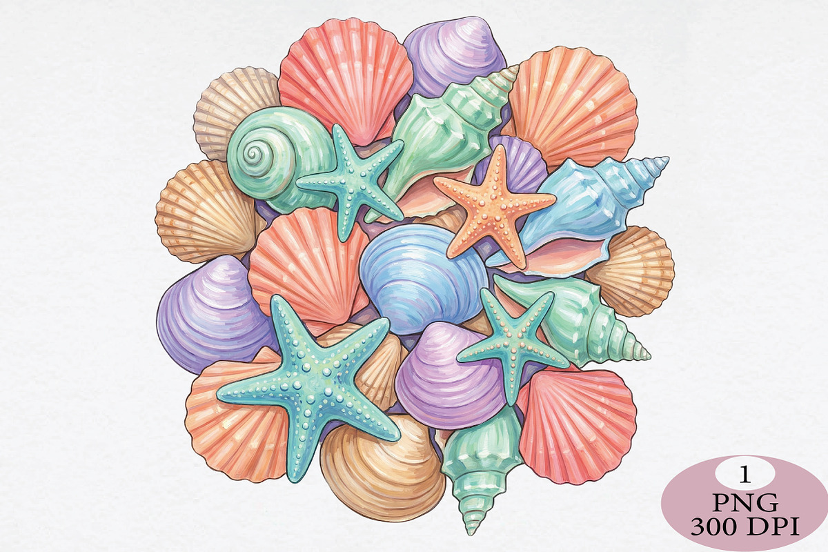 Pastel Seashell Collection PNG, an Illustration by Daily.Designs (Photo 1 of 5)
