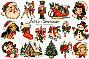 Retro Christmas Clipart Santa Claus