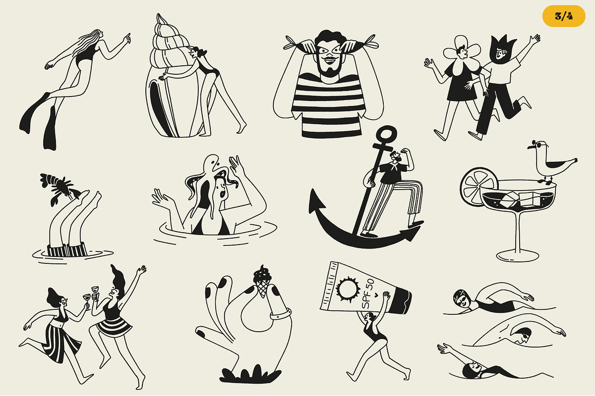 Warm Days: Summer Line Art, a Person Illustration by Olly Kava (Photo 4 of 10)