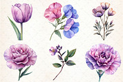 Lavender & Pink Flowers Watercolor, an Illustration by Libby Wishes (Thumbnail 2 of 7)