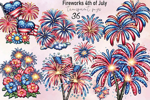 Fireworks 4th of July Watercolor Cli, an Illustration by SVGArt